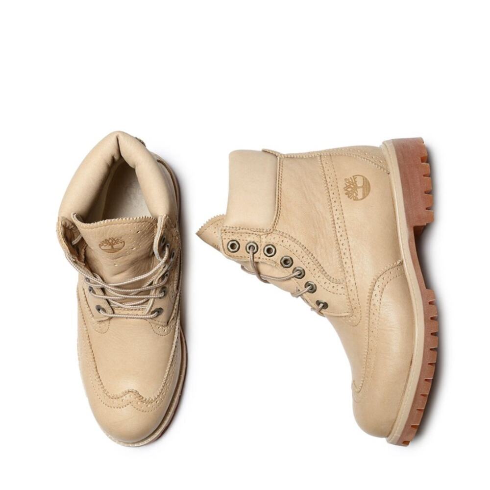 TIMBERLAND 6-Inch Premium Brogue Boot Beige Cream Sz 8 $260